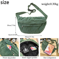 Bolso Bandolera de Pana Unisex Personalizado, Riñonera Grande, Bolso de Hombro, Bonito Bolso de Viaje, Riñonera Deportiva para Mujer y Hombre