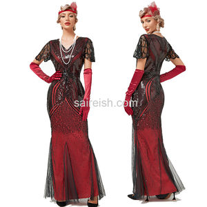 Saireish femmes <span class=keywords><strong>Vintage</strong></span> <span class=keywords><strong>1920</strong></span> <span class=keywords><strong>robe</strong></span> avec paillettes perlées Banquet longue maille gilet taille naturelle lumière luxe <span class=keywords><strong>robe</strong></span> de soirée - Product Image 2