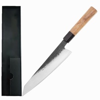 Couteaux de cuisine de chef Gyuto japonais forgés à la main de 9 pouces avec manche en bois de sycomore pour les chefs et la cuisine à domicile rasoir tranchant avec boîte-cadeau