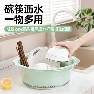 อ่างล้างผักสองชั้นพร้อมตะกร้ากรองพลาสติกสำหรับล้างและเก็บผลไม้และผัก - Product Image 2