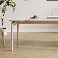 Table à Manger Haut de Gamme Moderne avec Chaises Plateau en Marbre, Meuble de Maison en Bois Massif, Design Luxueux pour la Salle à Manger