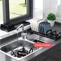 Rak piring kecil paduan aluminium, rak penyimpanan piring untuk Kabinet dapat disesuaikan, Rak pengering piring, dudukan meja