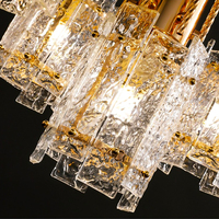 Lustre en verre texturé de luxe français, luminaire suspendu moderne en verre doré, lampe de plafond style crème pour salon