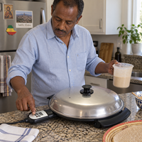 Crêpière Électrique 18 Pouces Antiadhésive Numérique Multifonctionnelle pour Crêpes et Pains Plats, Utilisation Domestique et Hôtelière, Protection Contre la Surchauffe