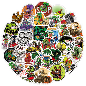50 autocollants imperméables de style graffiti urbain, motif dessin animé Rat <span class=keywords><strong>Fink</strong></span>, pour skateboard, moto, voiture, étiquette personnalisée - Product Image 5