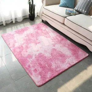 Washable Non-slip FLUFFY Faux Fur Bedside Rug Tie-dye Gradient PLUSH Carpet Fluffy AREA RUG For Living Room