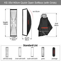 JINBEI KE-kit de boîte souple à ouverture rapide 35x140cm avec grille en nid d'abeille et sac de costume support Bowens pour éclairage de studio photographique