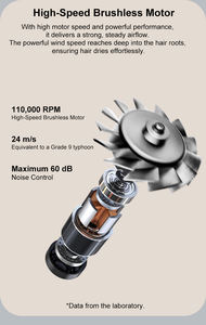 Asciugacapelli ad alta velocità 110,000 RPM <span class=keywords><strong>per</strong></span> asciugatura rapida 200 milioni di ugelli magnetici leggeri ionici negativi - Product Image 6