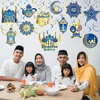 30 Pièces Décorations Suspendues pour la Maison Eid Ramadan Mubarak, Étoiles et Lunes en Spirale, Lanternes de Plafond Scintillantes en Carton Métallisé Double Face