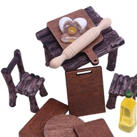 Mini miniature BJD simulation planche à découper en bois après avoir mangé des accessoires de scène modèle maison de poupée accessoires artisanat