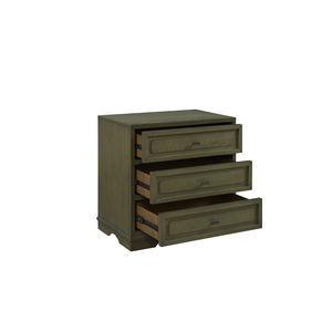 Mesita de noche con 3 cajones, mueble de almacenamiento de madera verde pistacho, muebles de dormitorio - Product Image 3