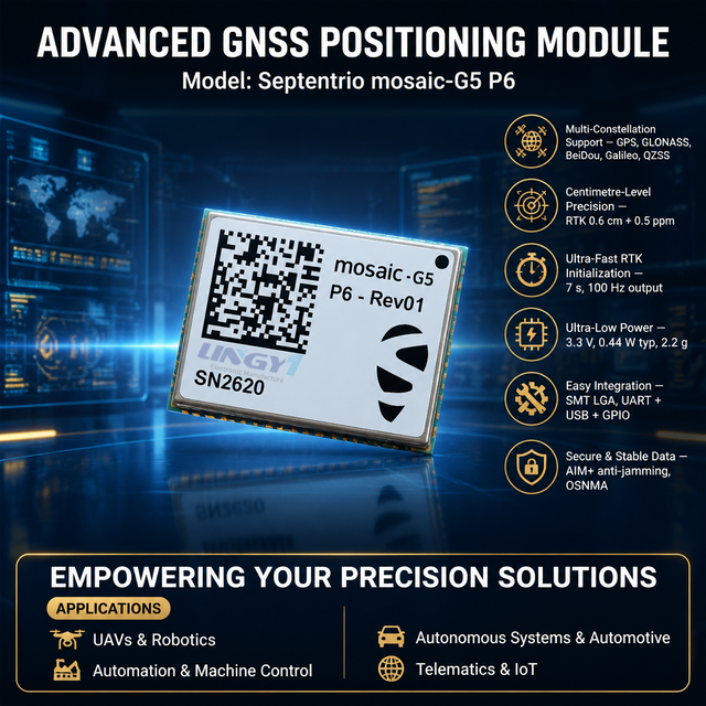 Mosaic-G5 P6 Ultra-compact High-precision GPS/GNSS Receiver Module Multi-constellation GNSS Module for Autonomous Systems UAV