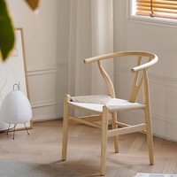 Chaise de salle à manger en bois massif de chêne tressée à la main, design classique du milieu du siècle, avec accoudoirs, idéale pour mariage, restaurant, bistrot, café