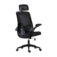 Chaise de bureau ergonomique moderne avec appui-tête réglable, accoudoirs mobiles, dossier haut, en maille grise, pivotante, prix compétitif