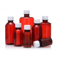 Bouteille de sirop contre la toux ambre en plastique médical 100ml 150ml Bouteille de liquide oral PET 50ml 60ml Bouteille graduée avec bouchon