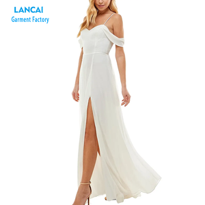 Fabricantes de ropa de encargo elegante señoras Boho niñas vestido blanco gasa Maxi vestidos casuales para las mujeres - Product Image 4