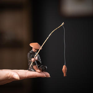 Wuyang style ancien Zen céramique Jianghu vieux chiffres de pêche petite décoration aquarium rocaille paysage landsca - Product Image 3