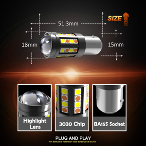 JIACHIダブルコンタクトデュアルビームW21/5W 7443 LEDスイッチバック、ホワイトレッドイエローカラーT20LED電球バックライト3030 SMD - Product Image 4