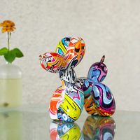 Ornement Chien Ballon Graffiti Coloré Classique, Décoration Créative Européenne pour la Maison, Entrée, Chambre, Mobilier Doux, Décoration en Résine