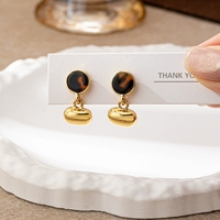 Bijoux de couleur dorée Boucles d'oreilles de forme irrégulière en forme de coeur imprimé léopard-Boucles d'oreilles quotidiennes élégantes de style Instagram pour femmes cadeau