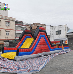 Kommerzieller aufblasbarer rotierender Hindernis parcours Outdoor Kids Race Sportspiel Großer Combo 5k Hindernis parcours mit Rutsche für Erwachsene - Product Image 2