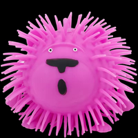 Vente en gros de balles anti-stress en PU duveteuses en forme de lion lumineuses à LED pour garçons et filles