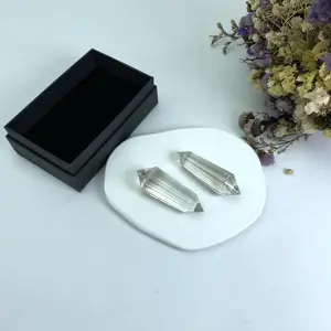 Cristallo curativo naturale punto di quarzo 5-6cm 24 lati a doppia terminazione a punta chiara bacchetta di cristallo vogel per la vendita