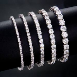 Vente en gros d'usine, bijoux glacés de 2 à 6 mm, argent sterling 925, moissanite de qualité VVS, plaqué rhodium, bracelet tennis, GRA - Product Image 1
