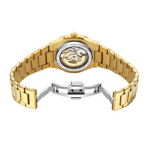 Montre mécanique pour homme entièrement automatique, nouvelle arrivée, logo OEM ODM, étanche, résistante à l'eau, montre-bracelet dorée pour homme, montre de business - Product Image 5