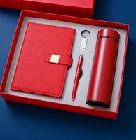 Agenda 2026 con Tapa Dura, Planificador Personalizado con Forro, Cubierta de Cuero PU Roja, Cuaderno, Papelería, Set de Regalo con Bolígrafo