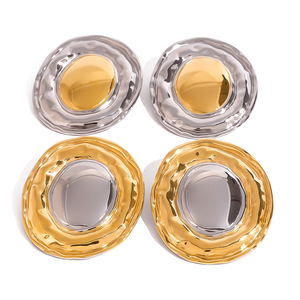 Boucles d'oreilles pendantes géométriques en acier inoxydable, couleur or 18 carats, bijoux tendance pour femmes - Product Image 1