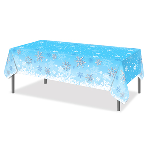 Huancai-cubierta de mesa de PE con copos de nieve de Navidad, decoración de fiesta, 130x220cm, mantel de plástico para el invierno, suministros de fiesta del país de las Maravillas - Product Image 3