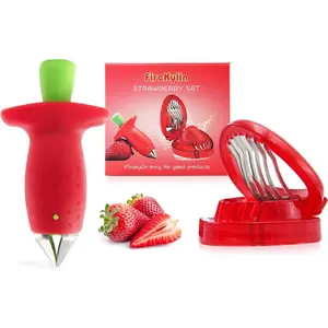 AMZ Venta caliente fresa Huller Fruit Slicer Set Fruit Peeling Tool utensilios de cocina Corer fácil de quitar fresa tallo herramienta