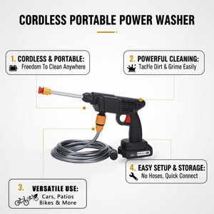 Corpo leggero 5m tubo elettrico ad alta pressione auto lavatrice 21V portatile autolavaggio pistola con manico ergonomico - Product Image 2