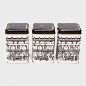 105x105x160 mm Square Tin <b>Box</b> Set ( Set of 3 ) <b>vintage</b> cityscapes illustration City Design - Product Image 2