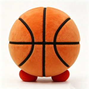 Peluche Personalizado de Color Naranja con Diadema Amarilla, Cara que Abre la Ojera y Ojos de Estrella, Adorable Almohada con Forma de Personaje de Baloncesto - Product Image 3