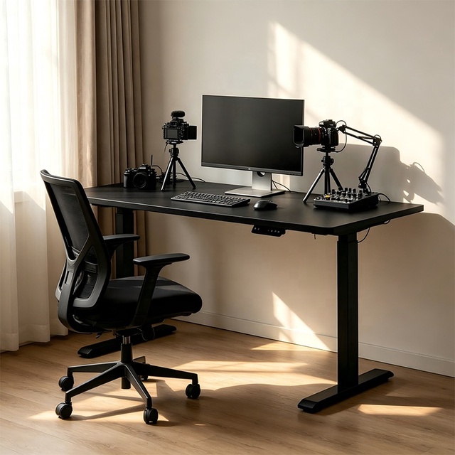 Ergonomic Height Adjustable Office Furniture, Electric Single Motor Lifting Computer Desk, Simple Standing Desktop Gaming Table
