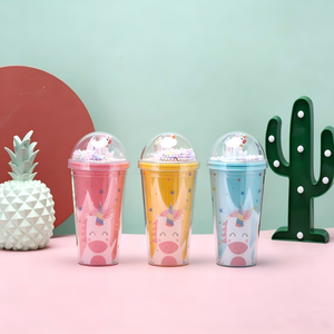 16oz New creative double wall <b>straw</b> cup lightweight portable summer water cup durable <b>plastic</b> <b>drinking</b> tumbler for home - Product Image 2