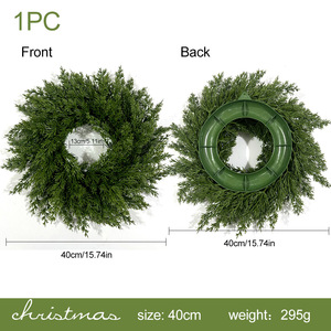 Hot Selling Simulation Plant Christmas Pine Cypress Wreath Home Hotel Halloween Decoration <b>Door</b> Window Hanging Plastic Wreath - Product Image 2
