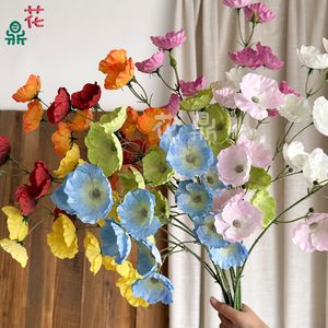 Fleurs de pavot en soie, couleurs mélangées, bouquet de mariage réaliste, fleurs artificielles à tenir à la main, style moderne - Product Image 1