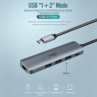 Station d'accueil adaptateur multiport USB-C 5-en-1, sortie vidéo, hub USB 3.0 et USB 2.0, PD 100W pour extension d'ordinateur portable en voyage d'affaires