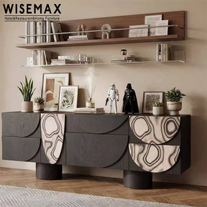 WISEMAX FURNITURE Italian Minimalist Living Room Furniture Solid Wood Storage Cabinet Creative Black <strong>Kitchen</strong> <strong>Sideboard</strong> <strong>for</strong> Hotel - Product Image 2