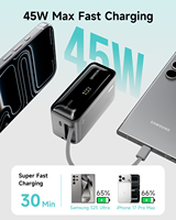 Neoseek Ultra Mini 10.000 MAh 45W Power Bank Portabel dengan Kabel USBC yang Dapat Ditarik, Model Ringan untuk Perjalanan