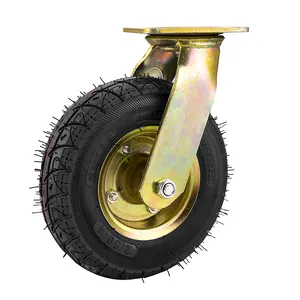 6" 8" 10" Inflatable Wheel Pneumatic Casters Pump Caster Trolley Wheels Industrial Rubber Caster Wheel