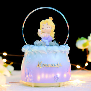 Caja de música con forma de bola de cristal de princesa sirena, estilo INS, creativa, con diseño de sirena del océano, regalo de cumpleaños para niñas. - Product Image 2