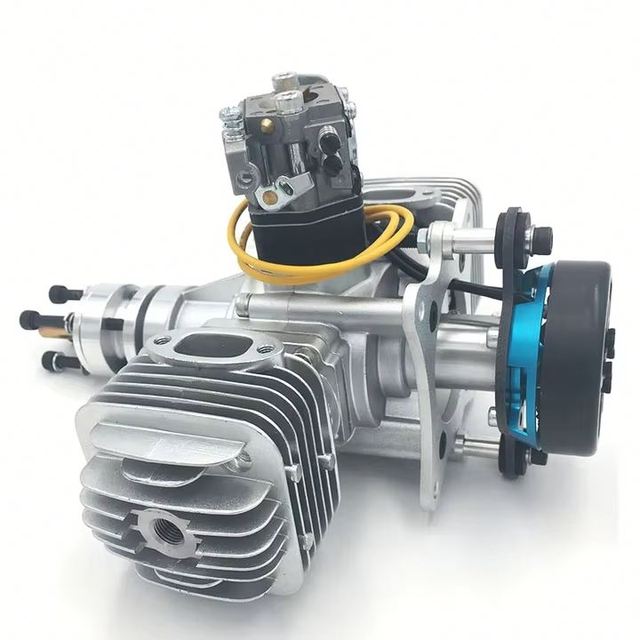 DLE60 60CC Twin UAV Engine Gasoline Twin Cylinder Engine with 14V 180W Power Generator System Model Aircraft