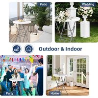 Table de cocktail pliante ronde de 28 pouces, haute, pour l'extérieur, avec pieds amovibles, table de bistrot haute pour les fêtes, le patio, les mariages