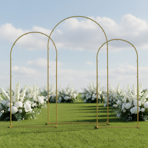 ชุดขาตั้งฉากหลังโค้งโลหะสีทอง 3 ชิ้น ขนาด 7.2 6.6 6 ฟุต ประกอบง่าย สำหรับตกแต่งพิธีแต่งงาน - Product Image 3
