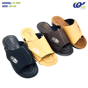 รองเท้าแตะหนัง PU สำหรับผู้ชาย, พื้นรองเท้านิ่ม17-199กันลื่นทนทานดีไซน์สไลด์รองเท้าใส่สบายสำหรับใส่ทำงานที่บ้าน - Product Image 6