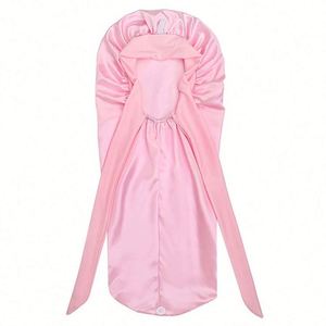 Bonnet de nuit en satin extra long pour femmes, avec bord large pour protéger les tresses et les cheveux naturels, réglable avec lien. - Product Image 3